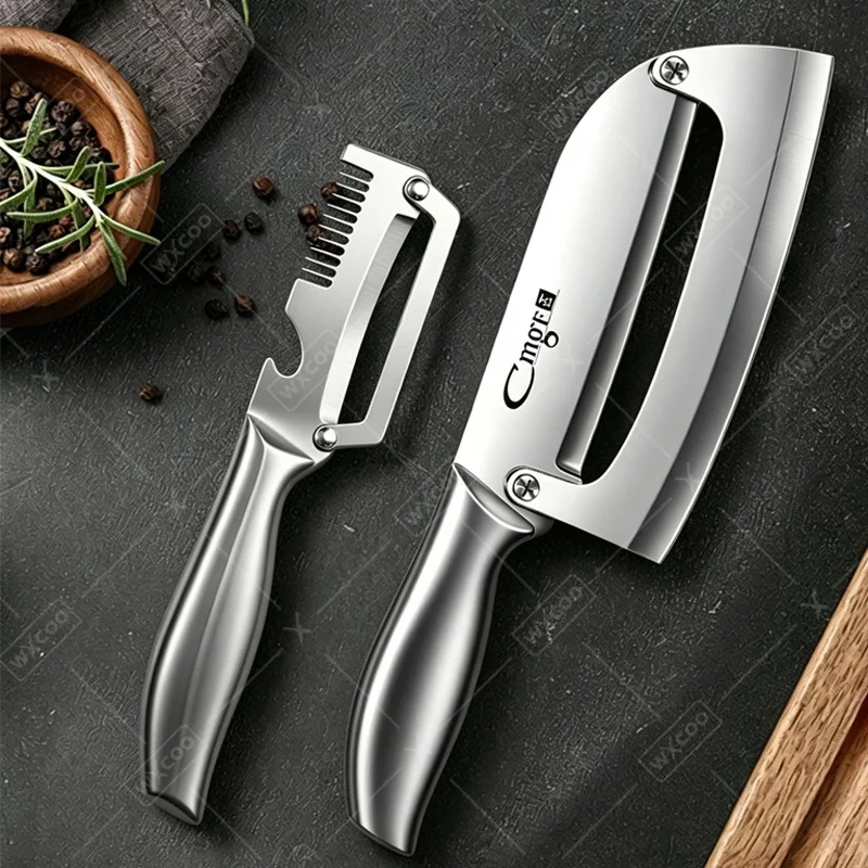 Stainless Steel Peeler Kitchen-Specific Peeler with Steel/Wooden Handle for Peeling Slicing Fruits Vegetables& Bottle Opener
