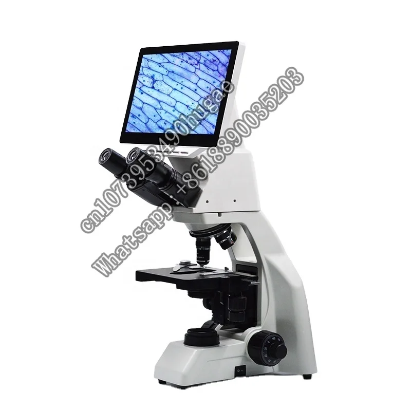 Student Medical Lab Optical Biological Trinocular Microscope with LCD Display