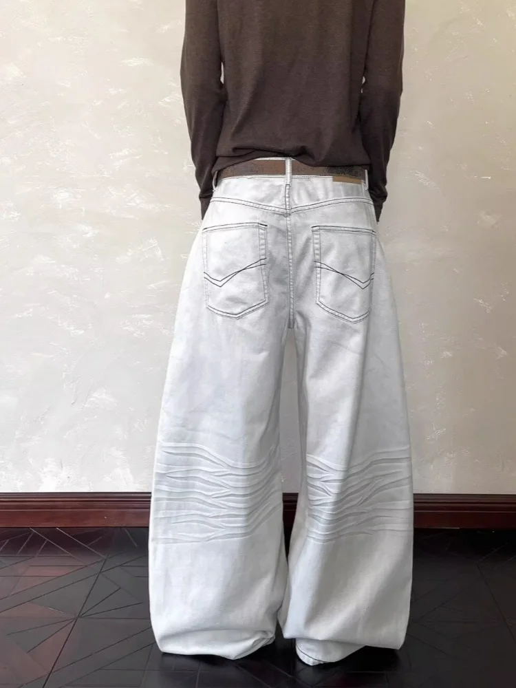 2026 Ropa Y2K New Fashion Washed White Baggy Cleanfit Jeans Pants For Men Clothing Wide Leg Cotton Long Trousers Pantalon Hombre