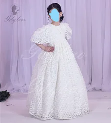 Puffy Girl Gown Flower Girl Dress Blue Wedding Party Dresses Lace Cute Baby Girl Dress Princess Dress Little Bridal
