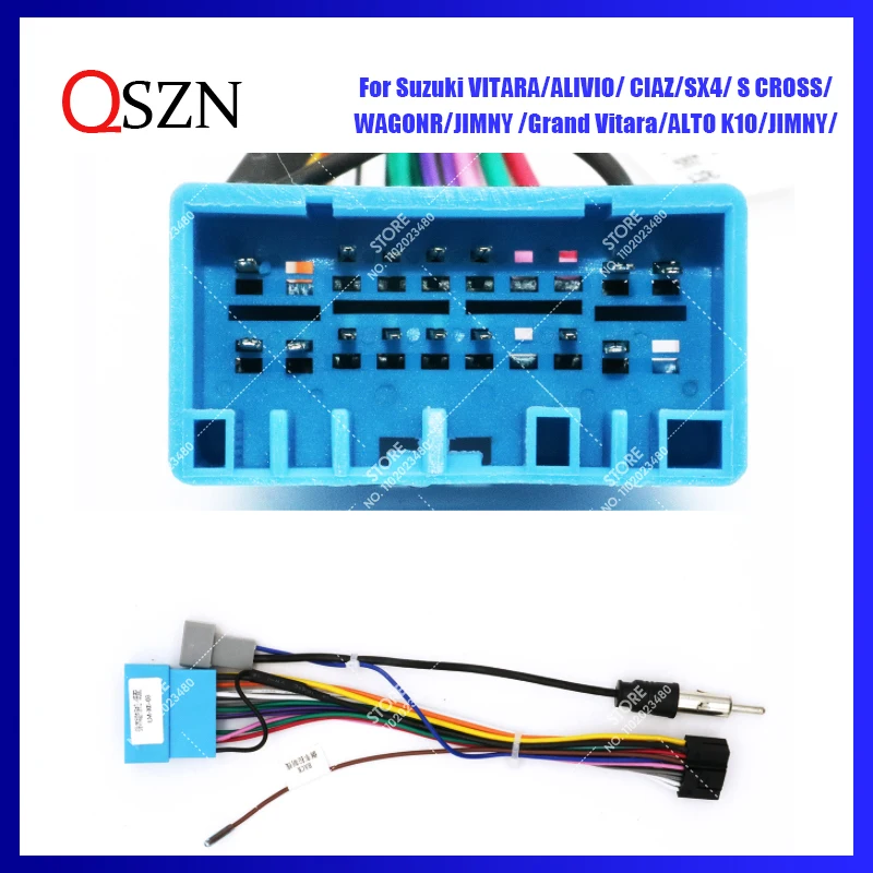 

QSZN Car radio For Suzuki VITARA/ALIVIO/ CIAZ/SX4/ S CROSS/ WAGONR/JIMNY /Grand Vitara/ALTO K10/JIMNY Wiring harness cable 2 Din