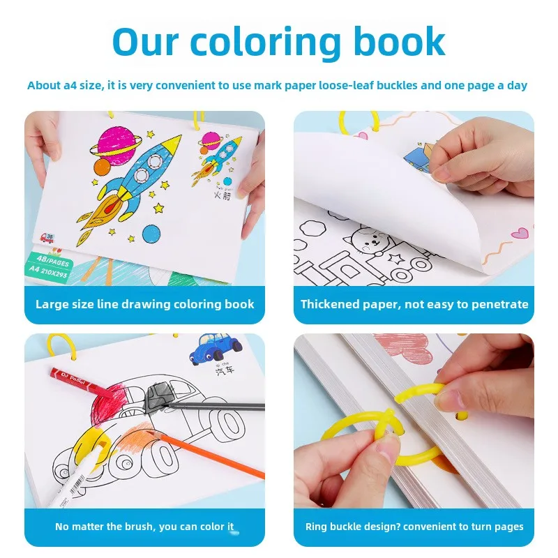 Children's Coloring Calligraphy Painting Notebook Kindergarten Graffiti Coloring Picture Book Drawing 3-6 Ages