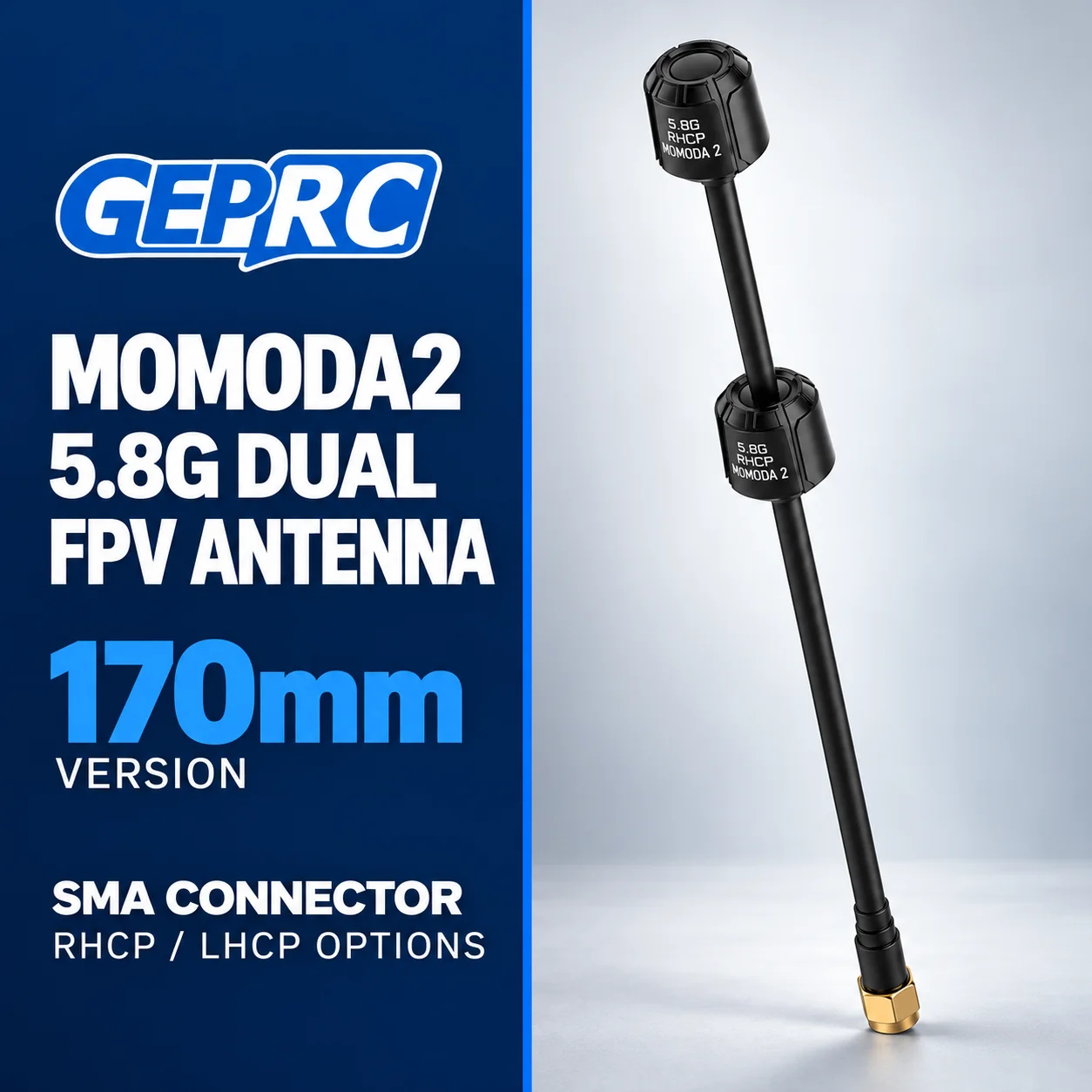 GEPRC Momoda2 5.8GHz Dual-Core FPV Antenna 170mm SMA RHCP/LHCP 3.8dBi Low VSWR Circularly Polarized for Drone Video Transmission