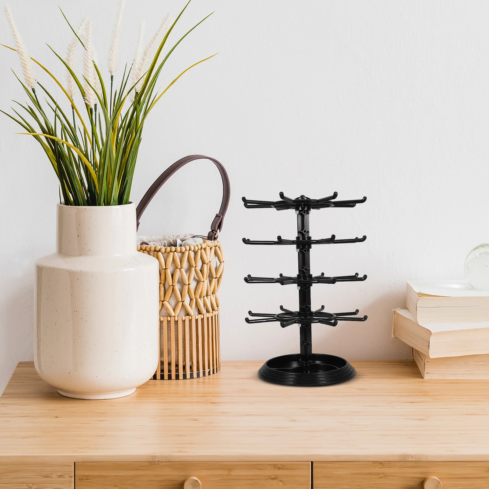 

Elegant Rotating Two-Tier Jewelry Display Tree Stand for Women Earring Necklace Bracelet Organizer 360 Degree Turntable Storage