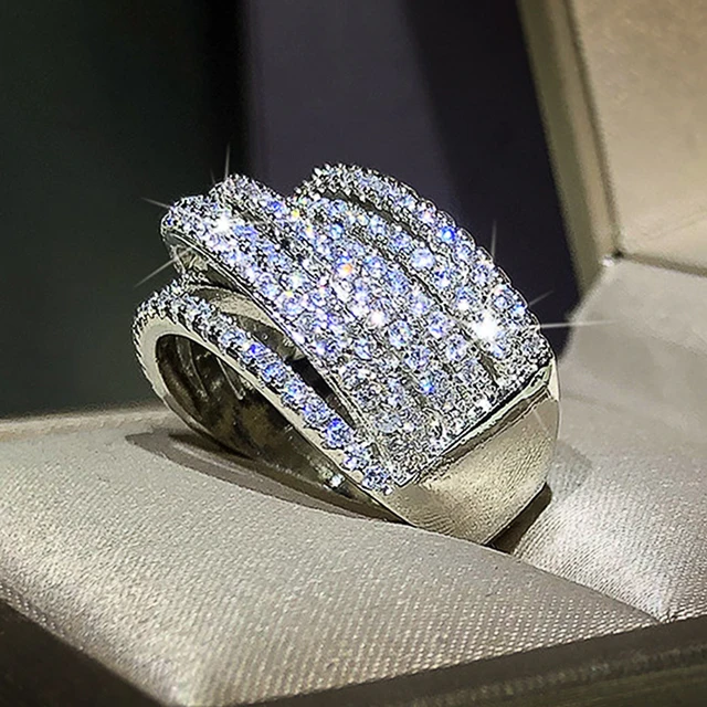 Huitan Micro Paved CZ Bling Bling Pierścionki damskie Nowoczesny design Moda Wszechstronne akcesoria damskie Styl OL Nowa biżuteria