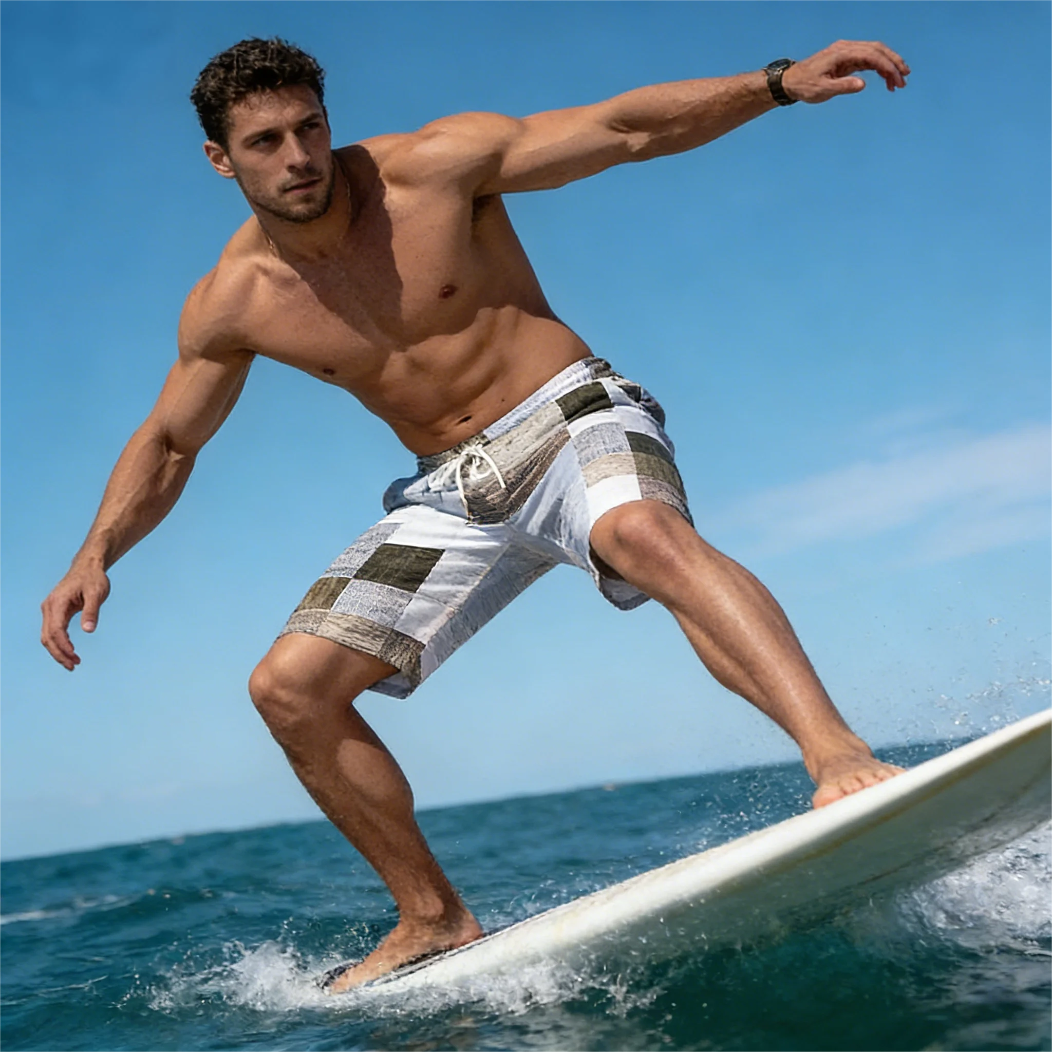 

Винтажные пляжные шорты с лоскутным узором для мужчин, модные повседневные летние плавки с 3D-принтом под ткань, свободные уличные шорты