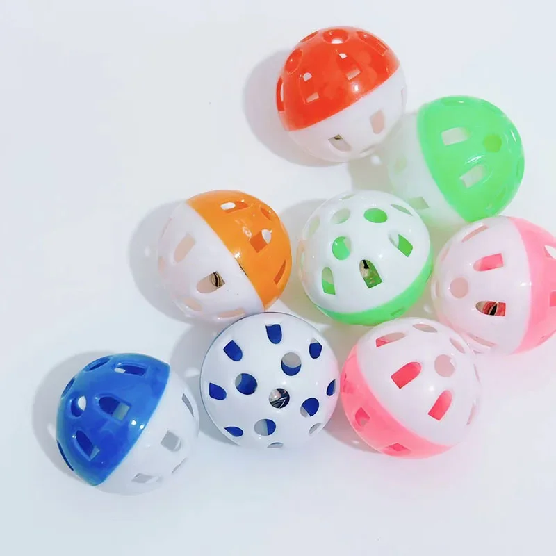 1/5/10Pcs Cat Toy Balls Pet Cat Kitten Play Plastic Balls with Jingle Bell Pounce Chase Rattle Toy Cat Toys Bulk Random Color