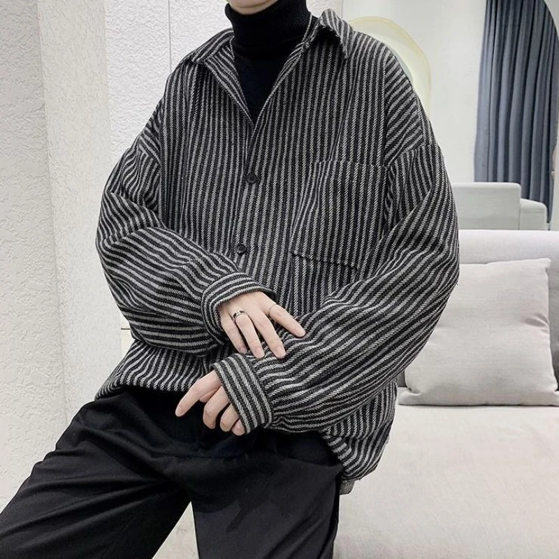 

Asymmetric Collar Design with Geometric Stripe Pattern Unisex Oversized Fit for Urban Casual Outfits