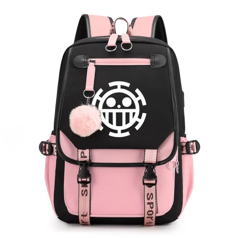 SN88 Anime Trafalgar Law Backpack Nylon School Book Student Travel Bags Laptop Casual USB Port Messenger Bag*#2@5