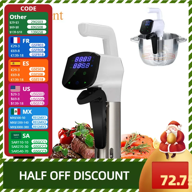 1800w sous vide cooking vara mergulho quente circulador temperatura exata cronometragem digital silencioso cozinha de aço inoxidável casa