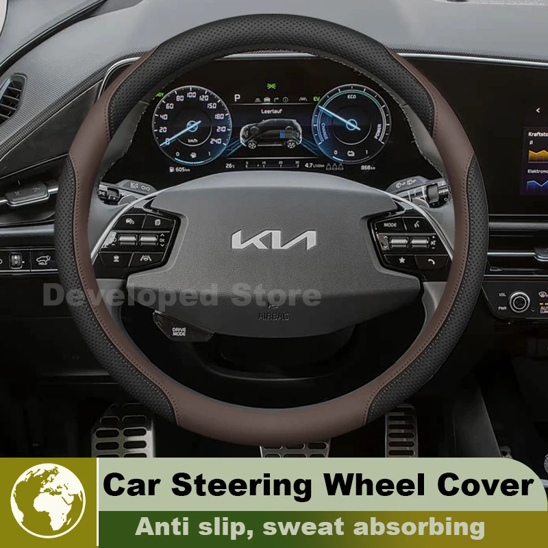 

Car Steering Wheel Cover For Kia NIRO Plus PBV 2024-2013 XCEED CEED Anti slip Leather Auto Steering Wheel Kia NIRO Accessories