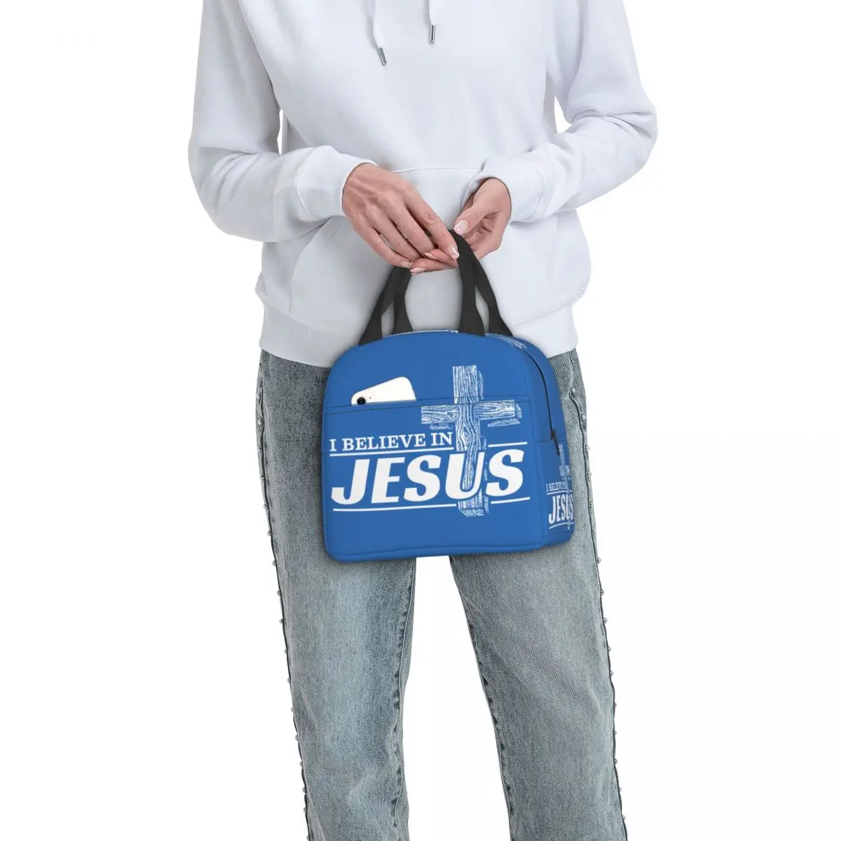 I Believe In Jesus Christ Lunch Bag Thermal Cooler Insulated Bento Box Children for Women Work School Food Picnic Tote Bags