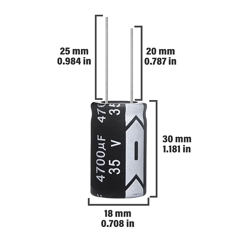 4700uF 35V 18x30mm Electrolytic Capacitor 4700 UF MFD 35 Volt 0.71x1.18in Aluminum Capacitors (Pack of 5)
