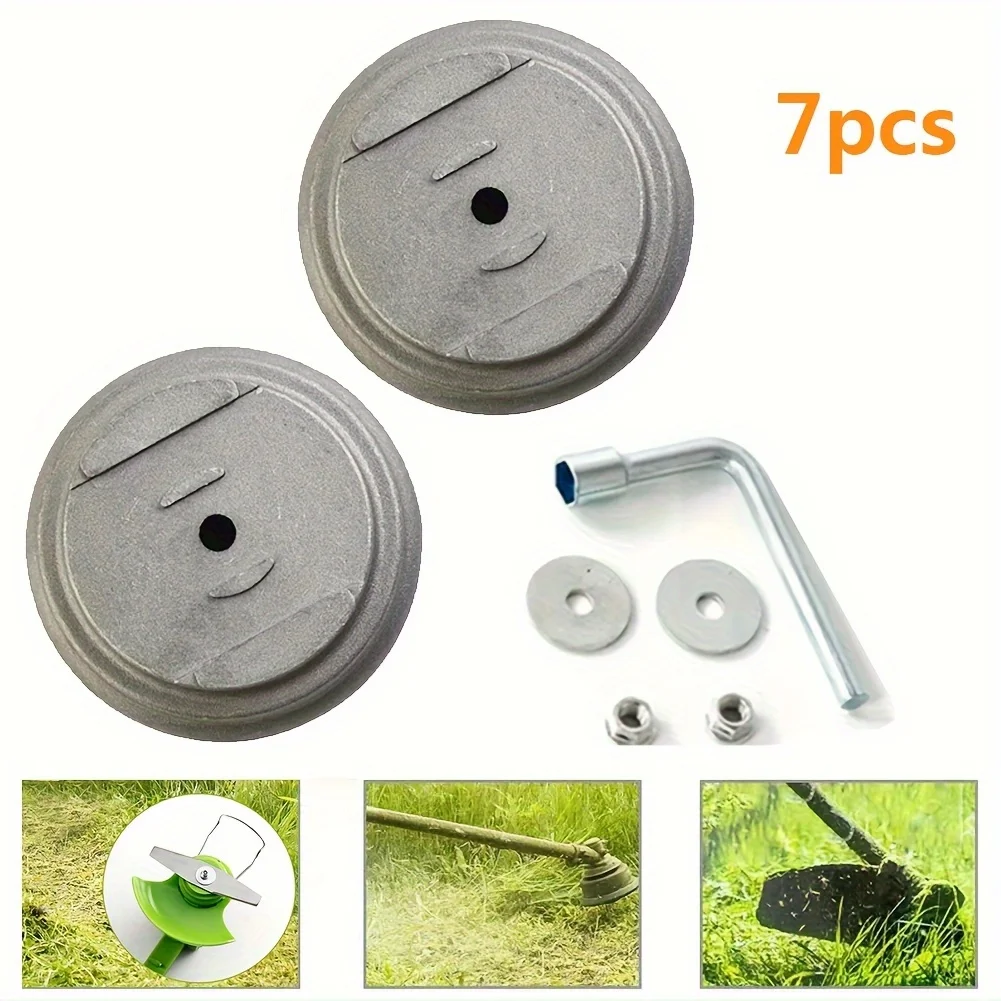 Picture 3: 7pcs electric lawn mower blade base set, sturdy replacement protective cover, gardening tool accessories