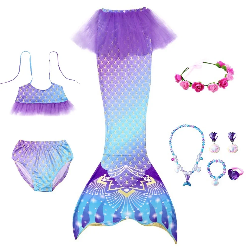 

Kids Mermaid Tail for Girls Mermaid Swimsuit for Swimming Children Beach Bikini Suit Costume for Birthday Pool Party Gift