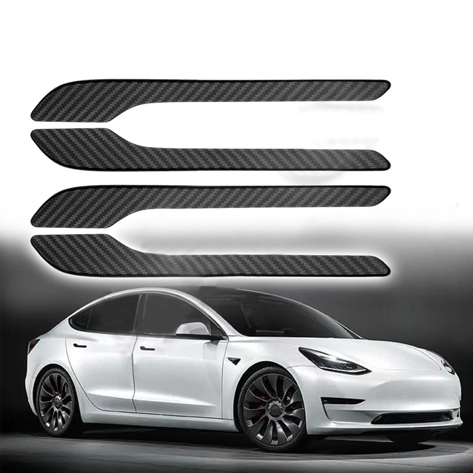 

4 шт., накладки на дверные ручки автомобиля, аксессуары для стайлинга из углеродного волокна, подходят для Tesla Model 3 Y, наклейка, наклейка, внешний декор