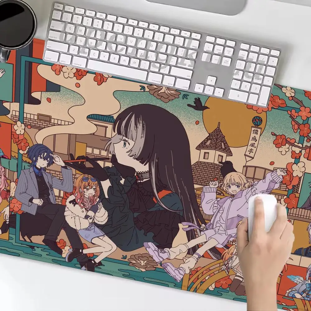 J Kufuutei Raden لوحة ماوس أنيمي كبيرة حصيرة مكتبية لوحة المفاتيح مريح مكتب المطاط الكمبيوتر عدم الانزلاق المضادة للفرش المنزل مخصص