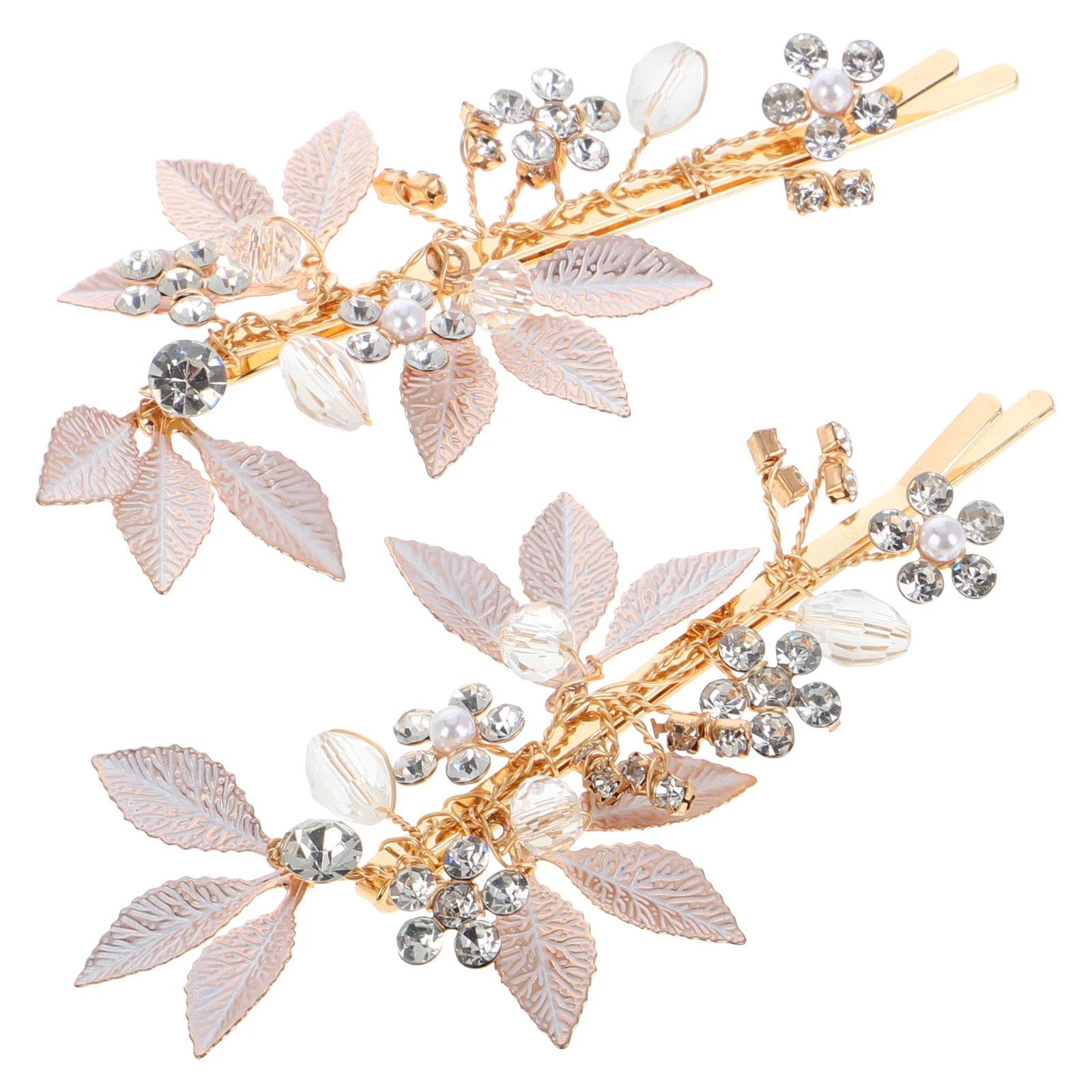 

2 Pcs French Hairpin Styling Clips Accessories Bangs Lovely Accessory for Braids Rose Gold Rhinestone Women Bridesmaid