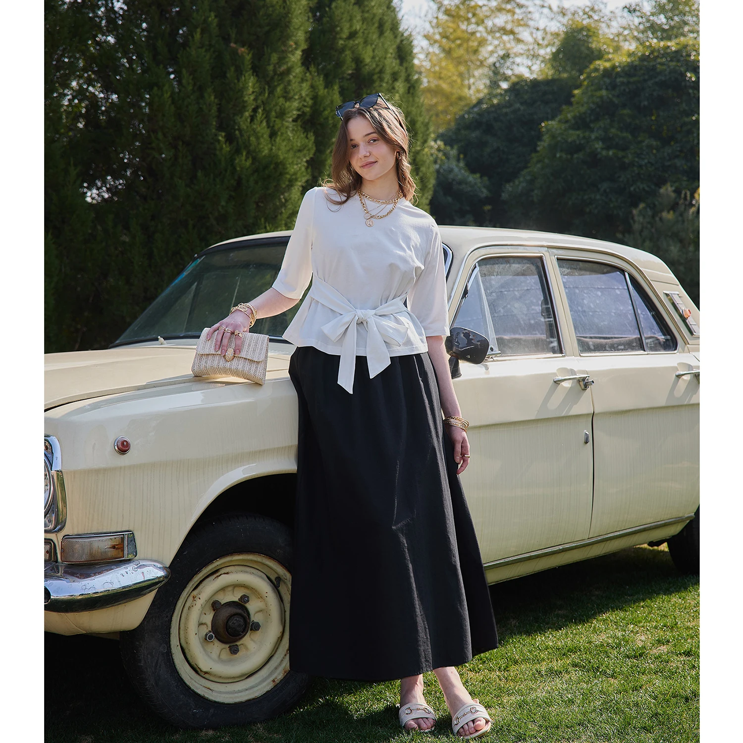 AP SS26 Women Wrap Tee Casual Lady Clothing 2 Color Available Loose Style