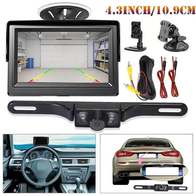 

Car Monitor Camera Kit 4.3 Inch TFT LCD Screen Rear View System for Cars,Trucks,Pickups,Suvs Easy Installation