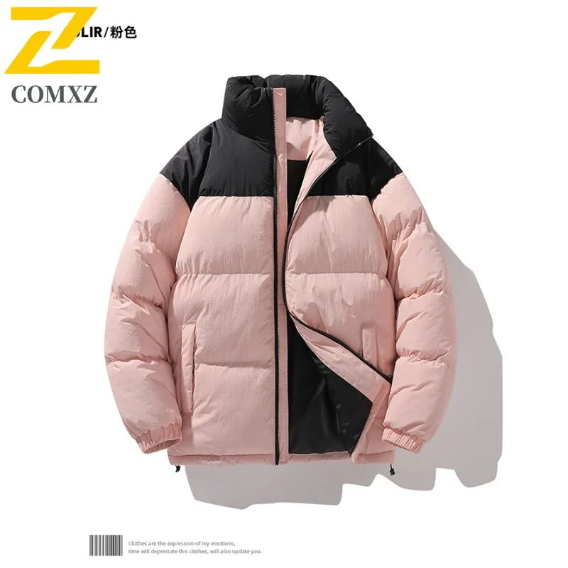 COMXZ 2025 Winter Fashion Stand Collar Cotton Jacket New Arrival Waterproof Windproof Outdoor Casual Warm Coat Men Streetwear