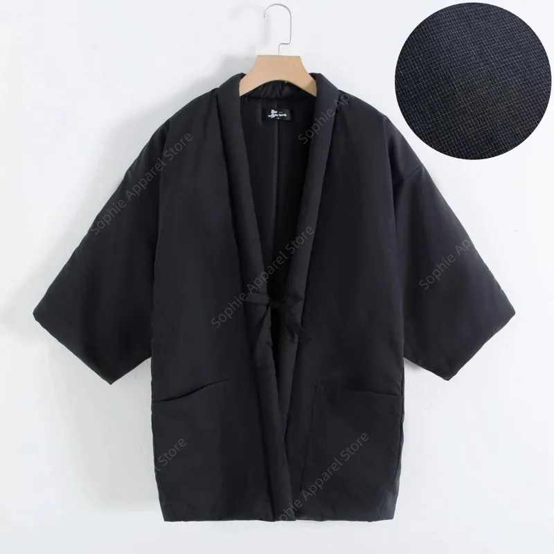 Winter Hanten Men Jacket Japanese Style Kimono Cardigan Padded Homewear Pajamas Homme Loungewear Women Loose Coat