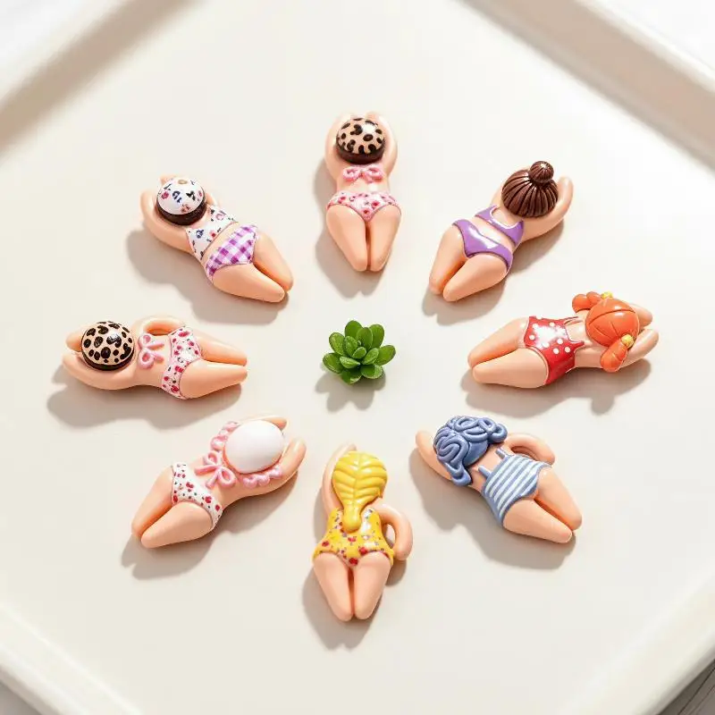 7/14pcs Cute Bikini Girl Mini Resin Figurines Swimming Figure DIY Crafts Phone Case Decoration Scrapbooking Desktop Decor
