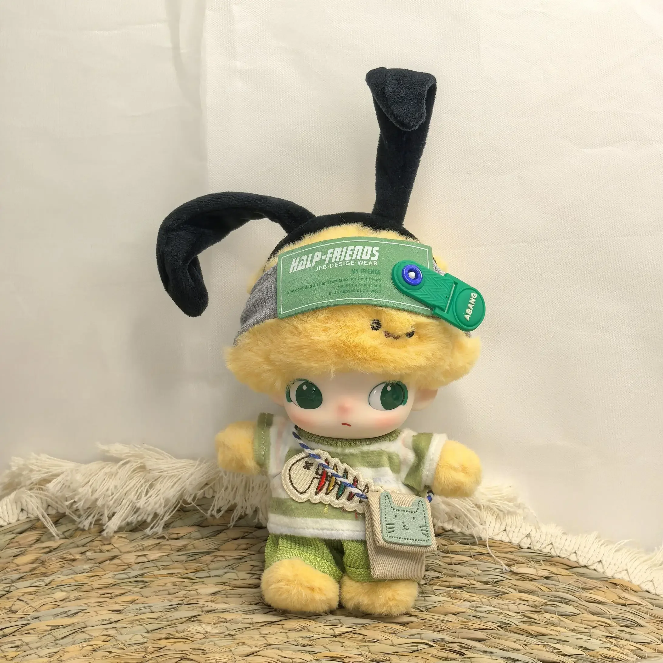 

Kawaii Green Doll Clothing Set with Bag Labubu I II Idol Dolls Clothes Korea Kpop Cotton Doll Clothing Accessories