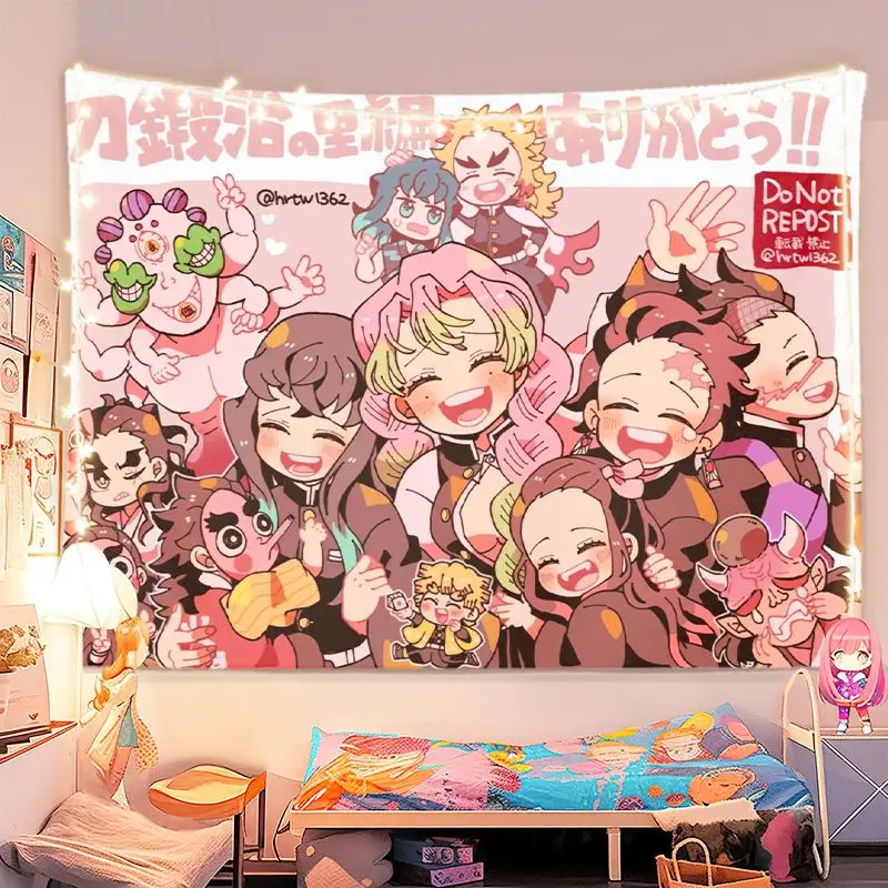 

Demon Slayer Anime Cartoon Background Cloth Nezuko Kamado Goods Surrounding Collection Girl Bedroom Decoration Wall Covering New