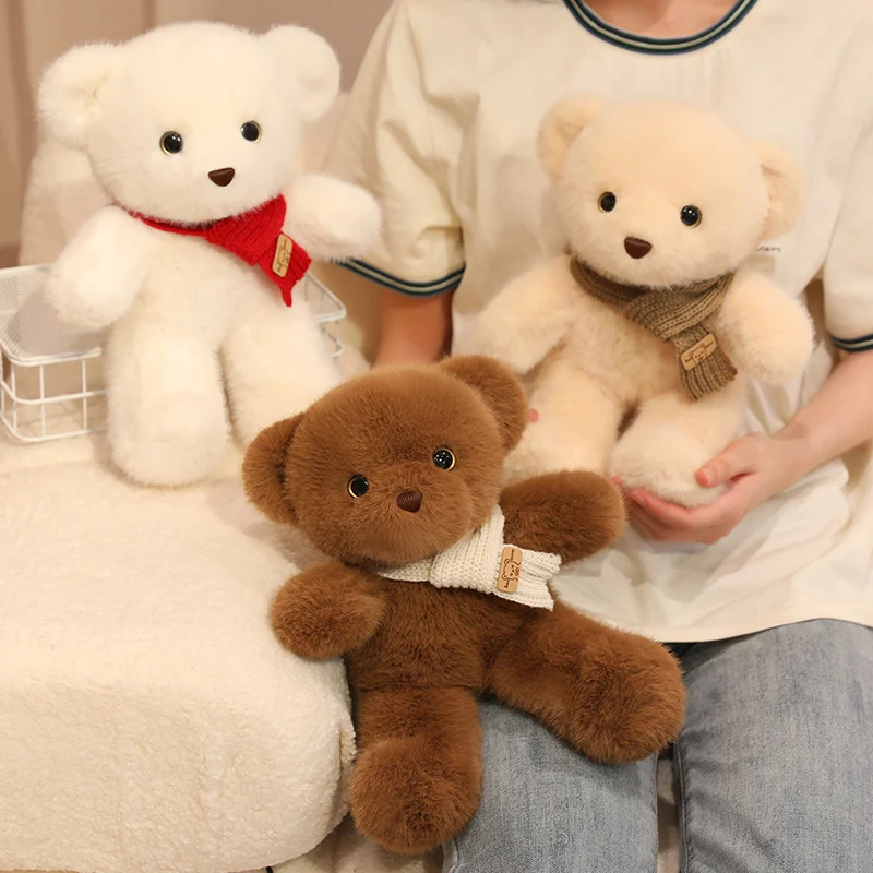 30 سنتيمتر وشاح لطيف الدب ألعاب من القطيفة الدب الصغير مع الأوشحة ثلاثة ألوان محشوة الحيوان هدايا أعياد ميلاد للأطفال تيدي بير ديكور المنزل