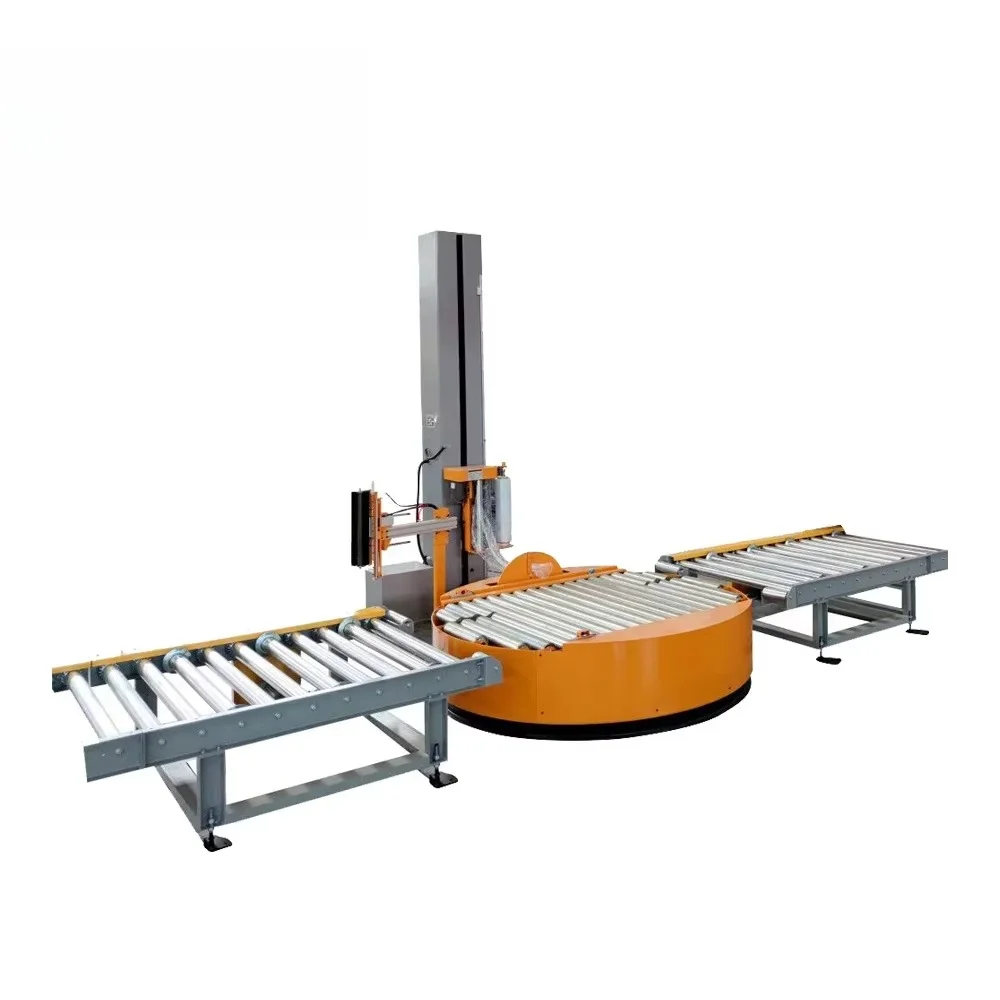 Conveyor Type Fully Automatic Pallet Stretch Film Wrapping Machine Wrap Stretch Pallet Wrapper with Auto Film Clamp and Cut