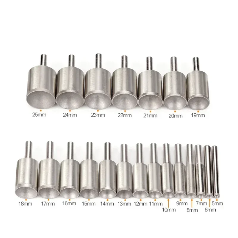 لقمة طحن مقعرة 3 ~ 25 مللي متر لتشكيل حبة اليشم العنبر الكرة على شكل عجلة تلميع ، أداة طحن دوارة #6