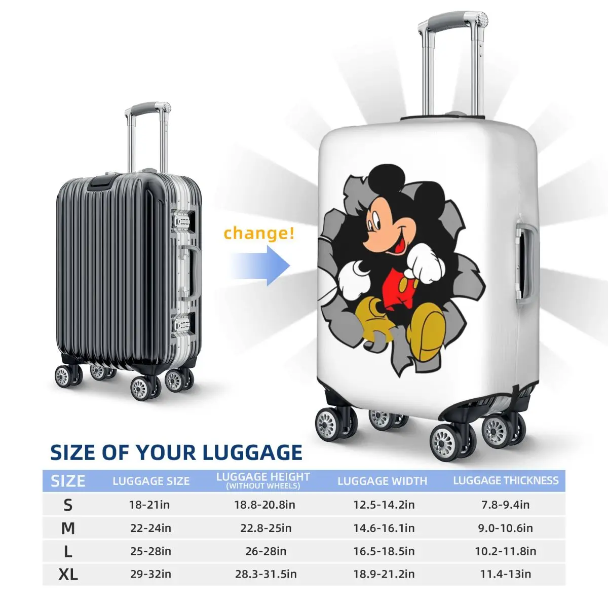 Mickey Mouse Suitcase Cover Flight Travel Elastic Luggage Supplies Protection