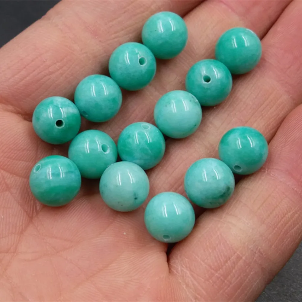 

Green Pure Natural 10mm Blue Jade Bead 10pcs/set 10mm Jade New Tianhe Stone Round Loose Beads 10mm Blue Jade Beads