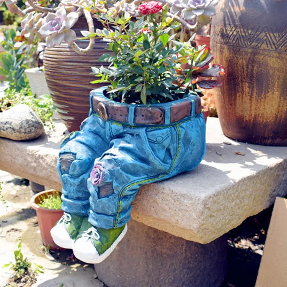 Supporto per piante aspetto vivido vaso di fiori struttura robusta creativo blu Jeans fioriera decorazione del giardino decorazione del giardino