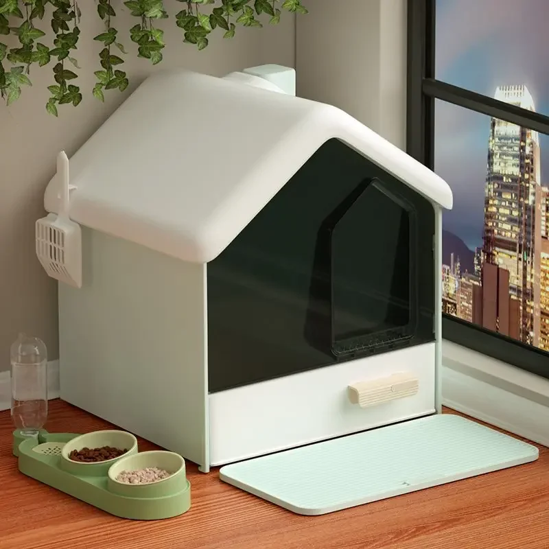 

Cat litter box, fully enclosed, oversized, deodorant, cat toilet, splash-proof.