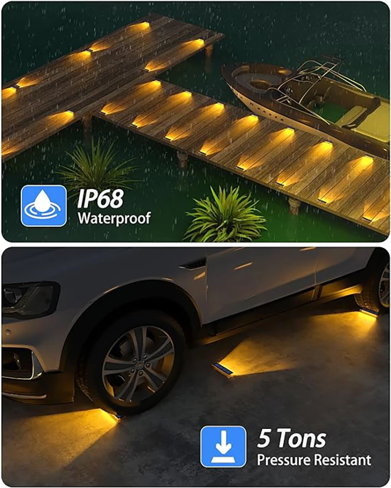 Imagem -03 - Luzes ao ar Livre Solar Powered Solar Powered Deck Light Stair Spotlight Ip68 Impermeável Pathway Lights