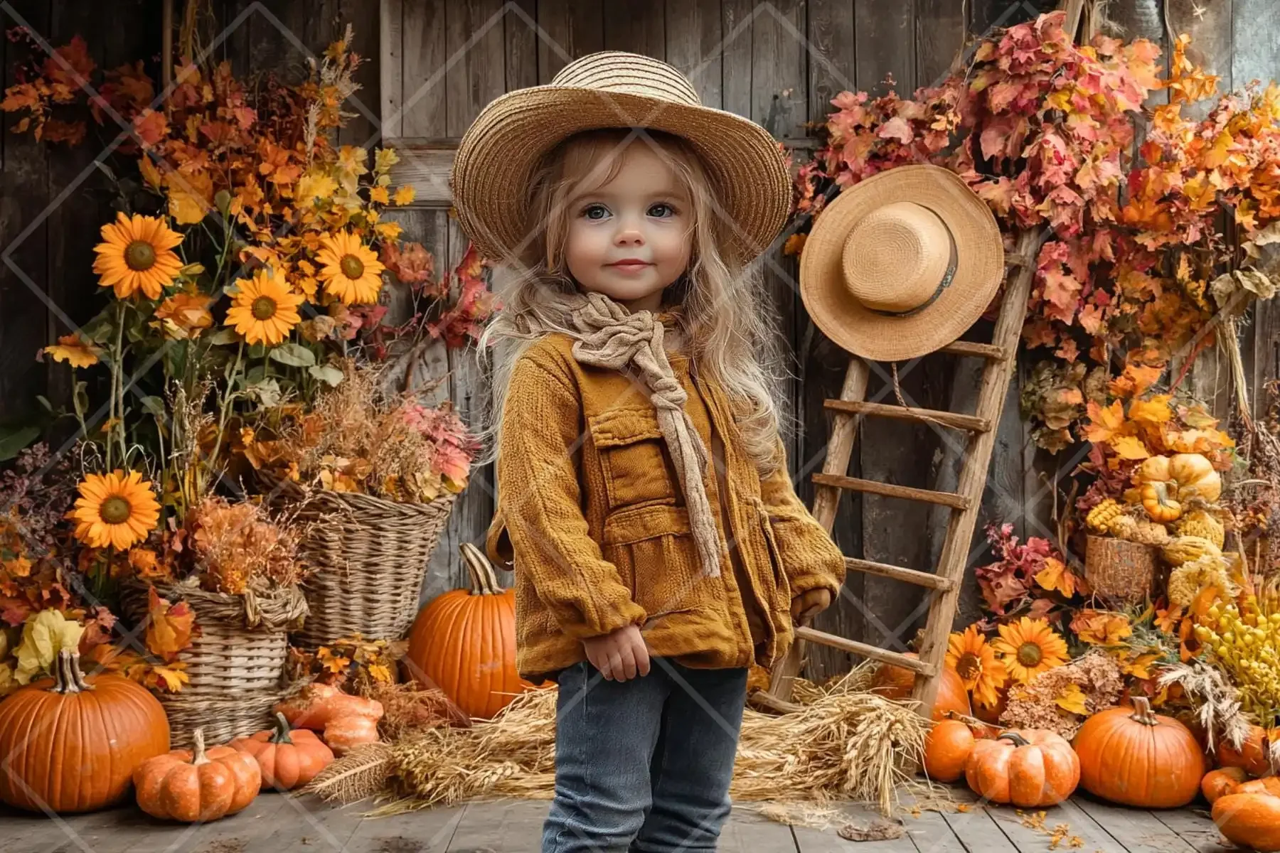 Mehofond Photography Background Autumn Harvest Fall Rustic Barn Door Pumpkins Kids Birthday Portrait Decor Backdrop Photo Studio