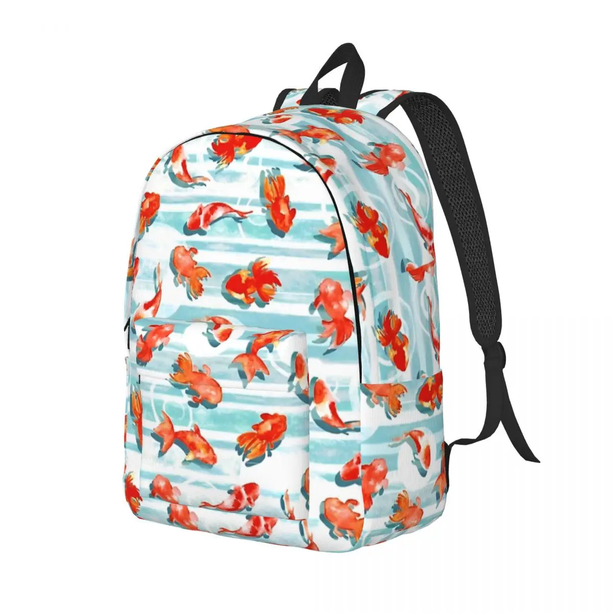 수채화 금붕어 캐주얼 배낭 스포츠 학생 작업 별이 빛나는 고래 상어 데이 팟 남성 여성 대학 캔버스 가방