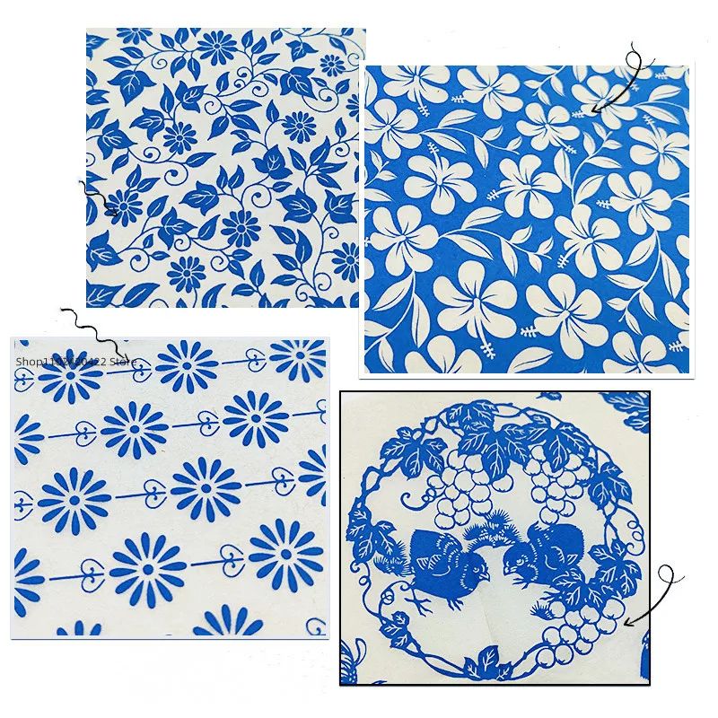 1PCS New Pottery Ceramics Clay Transfer Paper Glaze Underglaze Flower Paper Jingdezhen Blue and White Porcelain Decal Paper