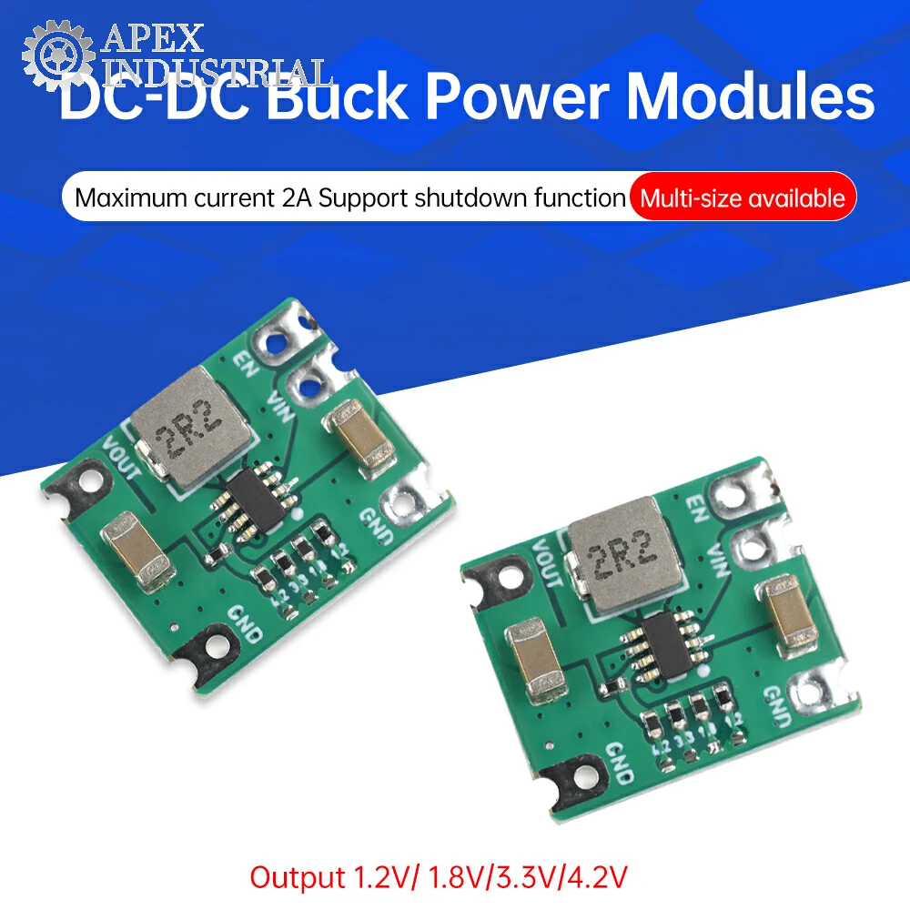 DC-DC Step-Down Power Module DC 2.5-6V to 1.2V/1.8V/3.3V/4.2V 2A Add Adjustable Voltage Shorting Point Conversion Efficiency 95%