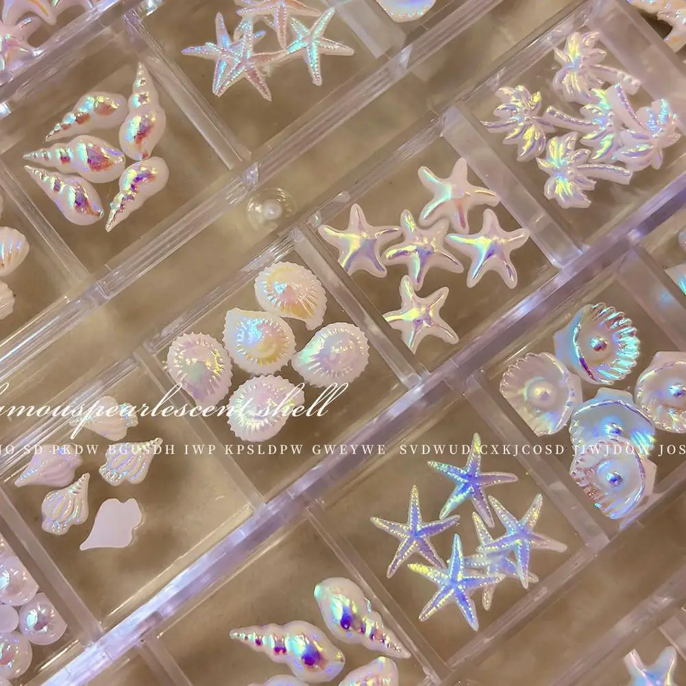 Conch Shell Coconut Tree Mermaid Tail Star Butterfly Heart Rhinestone Bowknot Christmas Snowflake Nail Art Accessory Decorations