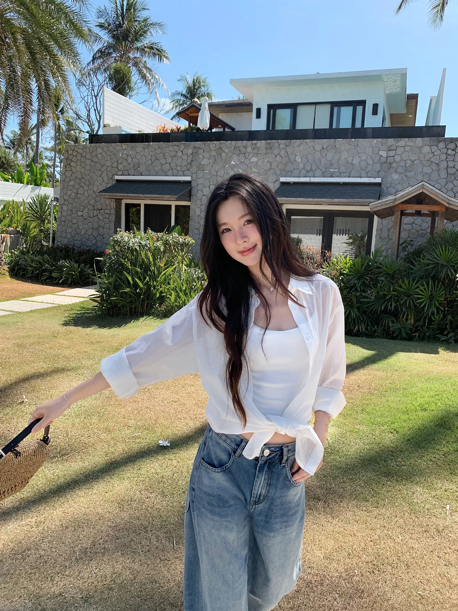 

Женская полосатая рубашка свободного кроя Pusumede с длинными рукавами, микро-прозрачная, с защитой от солнца, из смесового хлопка, повседневный топ