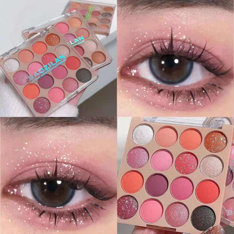 Pink Matte Shade Eyeshadow Palette Mineral Pigmented High Texture Shimmer Glitter Eye Shadow Makeup Long Lasting Cosmetic Brush