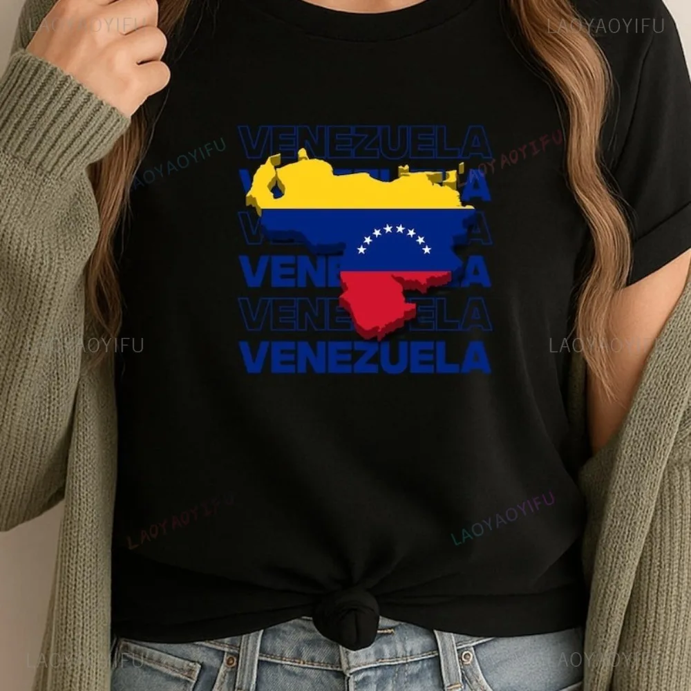 جريئة فنزويلا فخر المشارك الفن الحد الأدنى تي شيرت مطبوع موضة عادية فضفاض Harajuku المرأة التي شيرت قصيرة الأكمام س الرقبة تيز #2