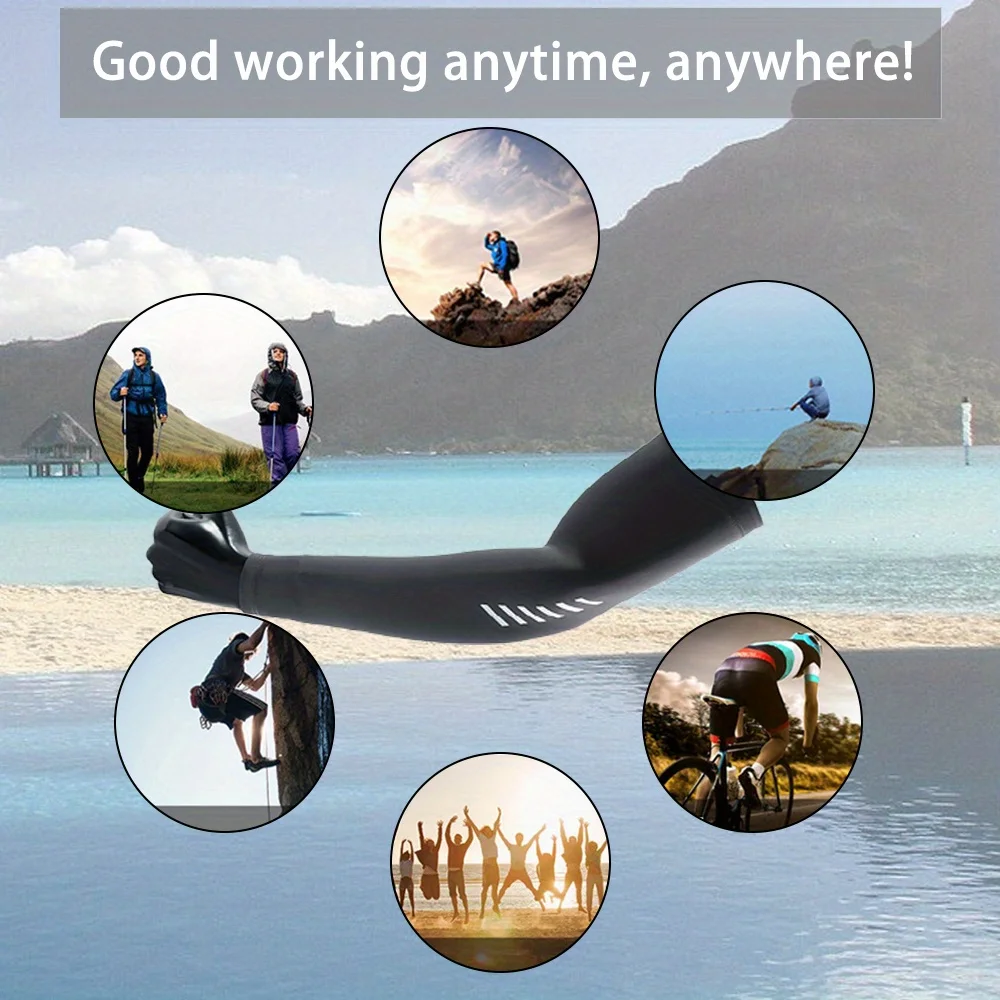 (2 pares) Mangas masculinas, mangas de seda gelada, frescas e respiráveis, secagem rápida, proteção UV de verão, proteção para os braços