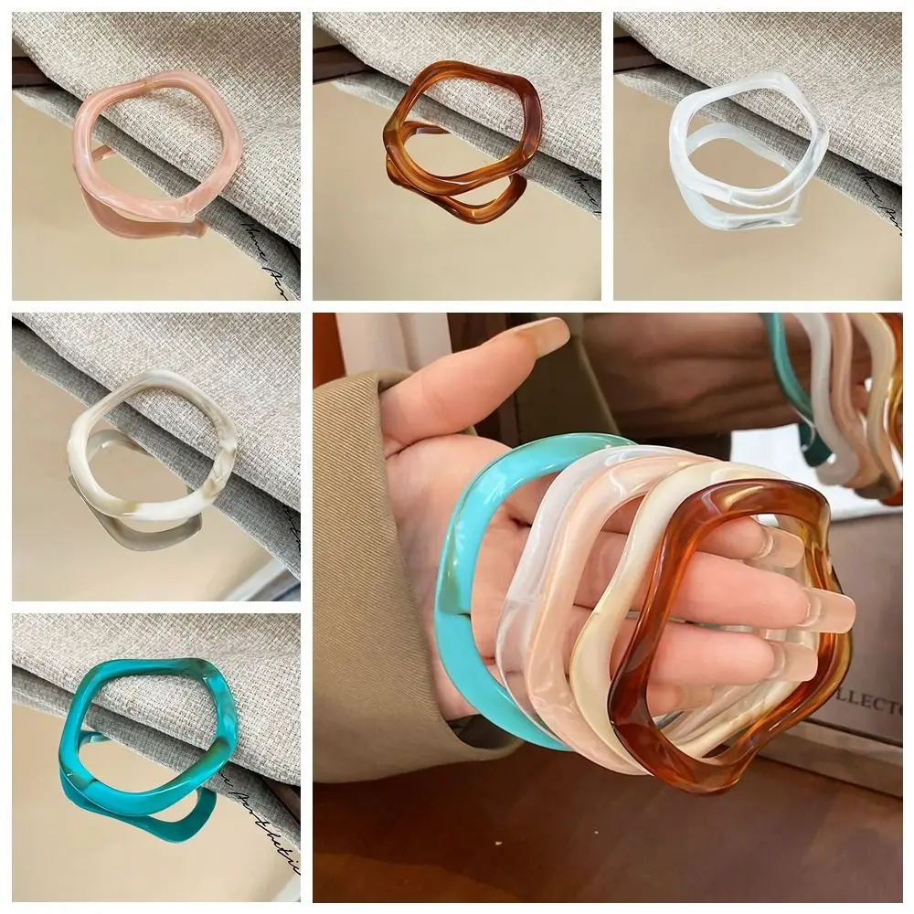 Minority Design Glitter Acrylic Bangle Retro Vintage Jelly Color Wide Bracelet Jewelry Accessories Exaggerated