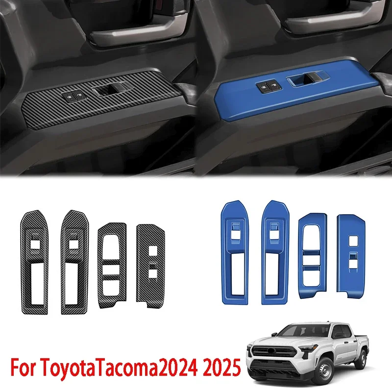 LHD For Toyota Tacoma 2024 2025 ABS Carbon Fiber window Switch cover trim Window Lift Control Switch Panel car styling