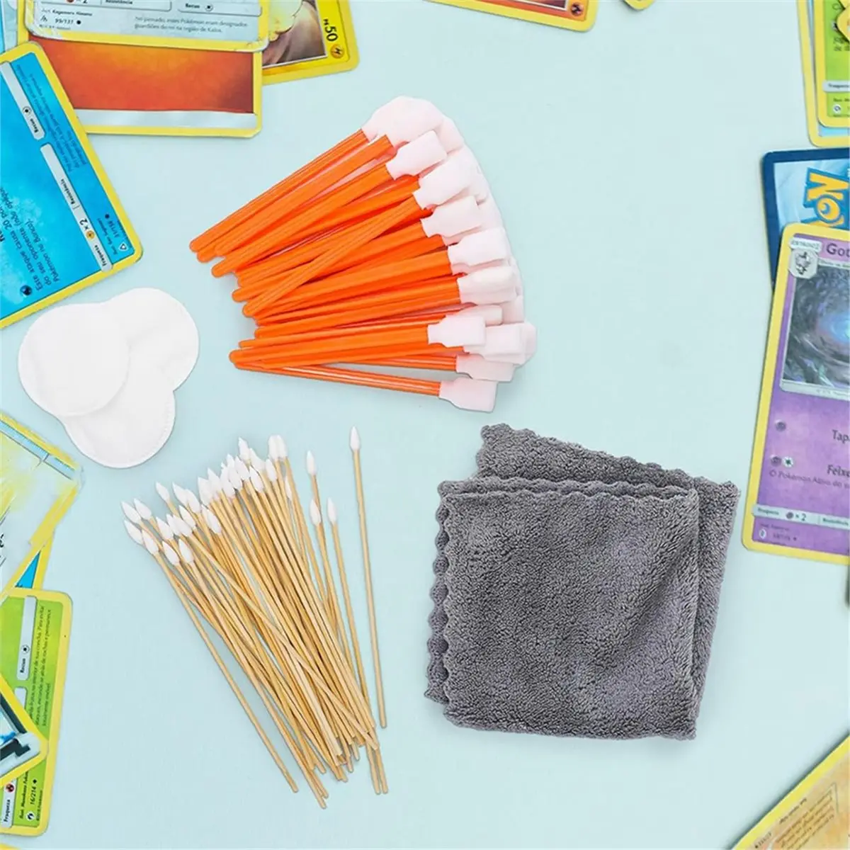 Kit de limpeza de cartas colecionáveis de 603 peças para TCG, cartas esportivas e mais com ferramentas de reparo de arranhões