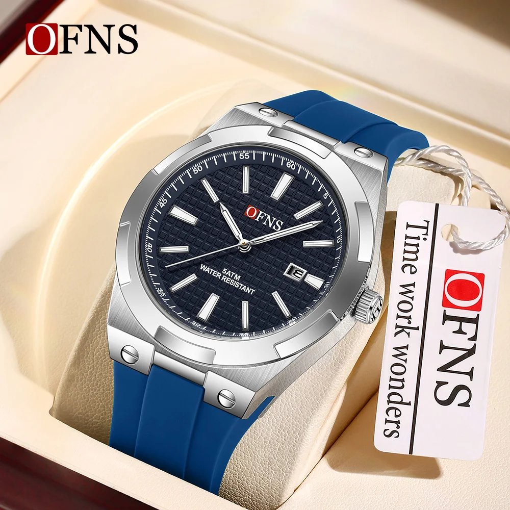 OFNS New 8040 Fashionable Men's Quartz Watch Simple Single Calendar Waterproof Night Light Business Men's Watch